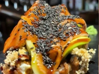 Salmon sushi hot dog